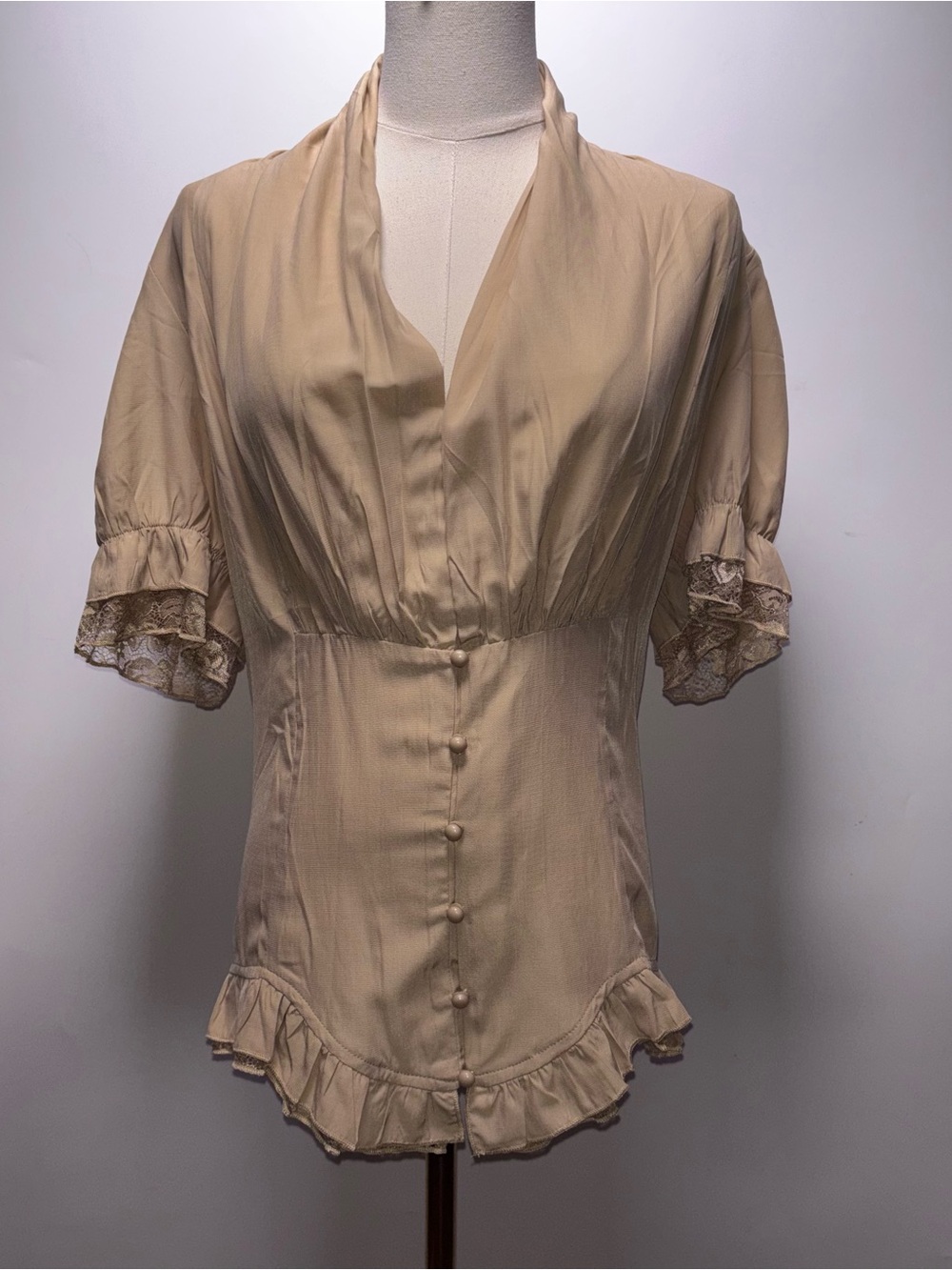 Scarlet Darkness Victorian Style Short Sleeve Blouse Size L